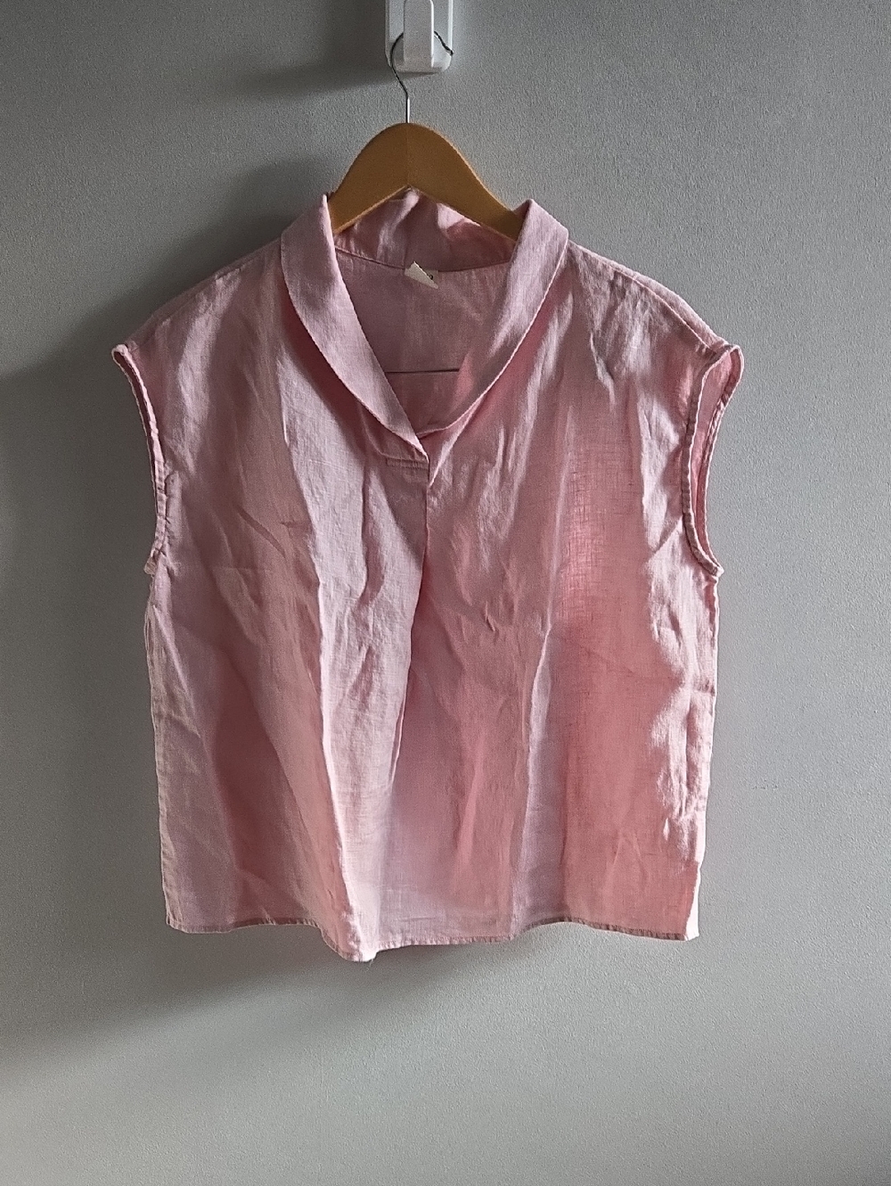 Lintico 100% Linen Pink Vneck Cap Sleeves Elara Top Size Small